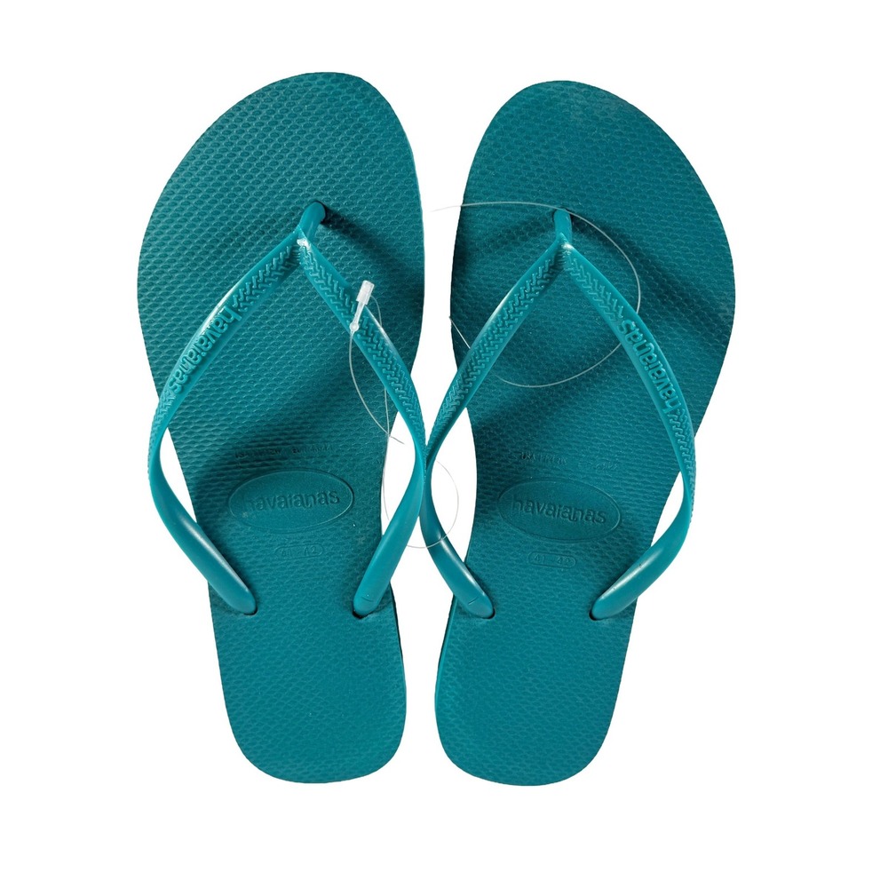 Havaianas Slim Flip Flops Vibe Green Teal Women's Size 11 / 12 US NWT